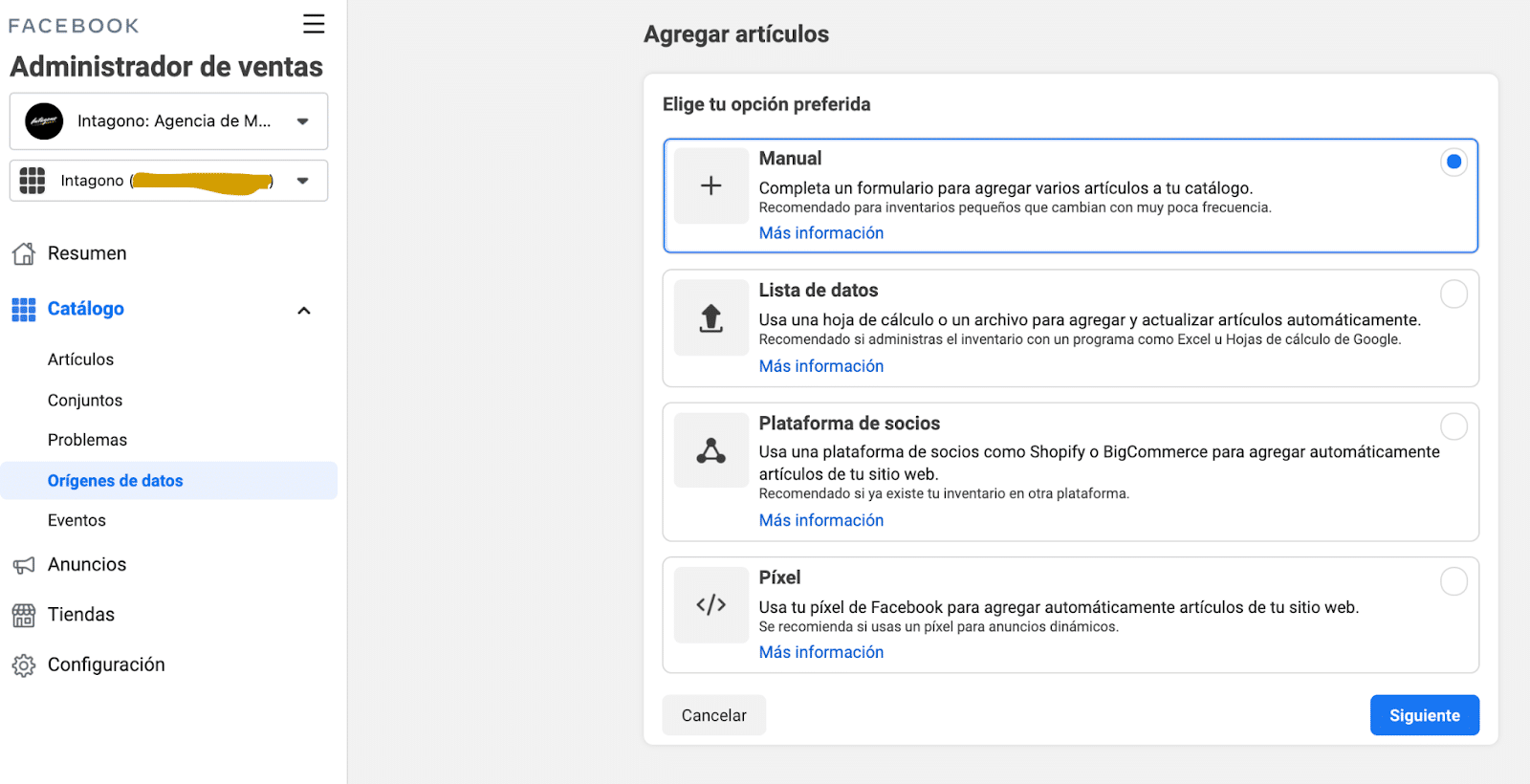 Origen de datos